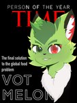 food fruit fur hair heterochromia looking_at_viewer magazine male melon plant smile solo text watermelon votmelon time_(magazine) animal_humanoid canid canine domestic_cat felid feline felis humanoid mammal 3:4 cover english_text hi_res magazine_cover