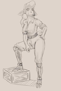 anthro belt big_breasts breasts clothed clothing electronics female grey_background hand_on_hip headgear headphones headset jumpsuit simple_background solo wide_hips jokoifu nintendo star_fox sheeply_vilakazi bovid caprine mammal sheep hi_res monochrome