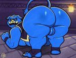 anthro anus backsack balls belly big_butt blue_body butt detailed_background genitals humanoid_hands male moobs overweight overweight_male solo trashtoonz nintendo the_legend_of_zelda ganon domestic_pig mammal suid suine sus_(pig) 2023 animated short_playtime