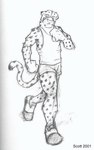 anthro athletic athletic_anthro athletic_male biped bottomwear clothed clothing dipstick_tail facial_markings fist footwear front_view fully_clothed fur head_markings jogging male markings shirt shoes shorts solo spots spotted_body spotted_fur spotted_markings spotted_tail tail tail_markings tank_top topwear k-9 circles_(comic) ken_brassai cheetah felid feline mammal 2001 greyscale low_res monochrome sketch traditional_media_(artwork)