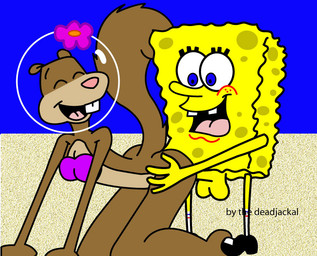 anthro balls bikini bikini_top bottomless breasts butt clothed clothing duo erection eyes_closed female fluffy fluffy_tail footwear genitals interspecies male nude open_mouth penis sand shoes simple_background sponge swimwear tail toony two-piece_swimsuit deadjackal nickelodeon spongebob_squarepants sandy_cheeks spongebob_squarepants_(character) aquatic eastern_grey_squirrel grey_squirrel mammal rodent sciurid sea_sponge tree_squirrel