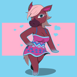 anthro breasts clothing collared_shirt dress_shirt female shirt solo topwear kamikiller animal_crossing nintendo reneigh_(animal_crossing) equid equine horse mammal 1:1 hi_res