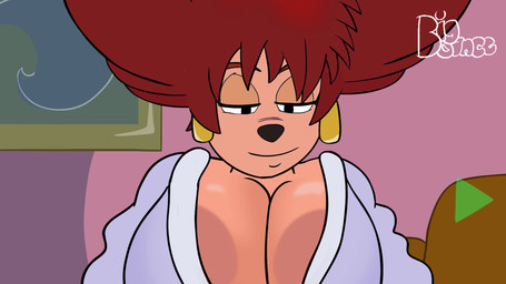 anthro bedroom_eyes big_breasts breasts clothed clothing female huge_breasts looking_at_viewer mature_anthro narrowed_eyes partially_clothed seductive smile smiling_at_viewer solo teasing teasing_viewer bigandbounce disney goof_troop peg_pete felid feline humanoid mammal 16:9 animated hi_res long_playtime sound video widescreen