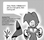 breasts female not_furry solo text unknown_artist nights_into_dreams sega nights_(nights_into_dreams) reala humanoid nightmaren english_text low_res monochrome