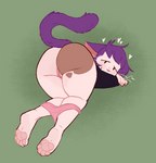 anthro bottomless bottomless_anthro bottomless_female butt clothed clothing female genitals hair pawpads pink_pawpads presenting presenting_hindquarters presenting_pussy purple_hair pussy sex solo wonderslug kimchi_(wonderslug) domestic_cat felid feline felis mammal