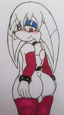 anthro backpack balls big_butt butt butt_grab clothing eyeshadow femboy floppy_ears flustered genitals half-closed_eyes hand_on_butt legwear looking_at_own_butt looking_back makeup male narrowed_eyes sleeves smile solo stockings thick_thighs justsomeidiotonline idw_publishing sega sonic_the_hedgehog_(comics) sonic_the_hedgehog_(idw) sonic_the_hedgehog_(series) kitsunami_the_fennec canid canine canis domestic_dog fennec_fox fox hybrid mammal true_fox absurd_res hi_res