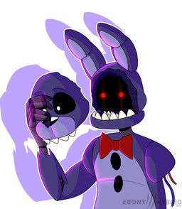 anthro black_nose bow_tie button_(fastener) faceless fingers grey_body machine male missing_arm purple_body red_eyes simple_background solo standing teeth white_background ebony-hybrid249 five_nights_at_freddy's five_nights_at_freddy's_2 scottgames withered_bonnie_(fnaf) animatronic lagomorph leporid mammal rabbit robot 2019 hi_res signature