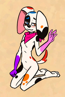 3_toes 5_fingers adolescent anthro anthrofied biped black_body black_ears black_eyebrows black_fur black_nose blue_body blue_eyebrows blue_eyes blue_fur blush breasts eyebrows featureless_breasts feet female female_anthro fingers fur half-closed_eyes humanoid_hands kerchief kerchief_only mostly_nude mostly_nude_anthro mostly_nude_female mouth_closed multicolored_body multicolored_ears multicolored_fur narrowed_eyes navel neckerchief neckerchief_only neckwear nude nude_anthro nude_female orange_body orange_ears orange_eyes orange_fur pink_body pink_fur pink_inner_ear pink_kerchief pink_neckerchief plantigrade pupils purple_body purple_fur red_body red_ears red_fur red_tail simple_background small_breasts solo tail tan_background toes two_tone_tail white_body white_ears white_fur white_pupils white_tail young young_anthro young_female soulcentinel 101_dalmatian_street 101_dalmatians disney da_vinci_(101_dalmatians) canid canine canis dalmatian domestic_dog mammal 2026