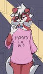 anthro blinking brush clothing female red_eyes shirt solo standing text text_on_clothing text_on_shirt text_on_topwear tired toothbrush topwear milodesty nintendo pokemon canid canine generation_7_pokemon lycanroc mammal midnight_lycanroc pokemon_(species) animated english_text short_playtime