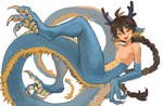 braided_hair braided_ponytail featureless_chest hair male nude ponytail simple_background solo white_background bbdd029 mythology animal_humanoid dragon dragon_humanoid eastern_dragon eastern_dragon_humanoid humanoid mythological_creature mythological_scalie scalie