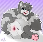 anal_fluids animal_genitalia anus balls big_butt blue_eyes bodily_fluids butt butt_focus cum feral gaping gaping_anus genital_fluids genitals male pink_nose rear_view sheath short_stack stretched_anus stretched_butt stretching xenoyia kalen_(xenoyia) mammal procyonid raccoon hi_res