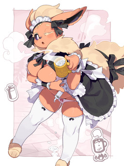4_fingers anthro anthrofied big_breasts biped breasts clothed clothed_anthro clothed_female clothing female fingers front_view fur hair legwear looking_at_viewer navel open_mouth panties pokemorph solo standing tail thick_thighs tongue underwear wide_hips kame_3 nintendo pokemon eeveelution flareon generation_1_pokemon pokemon_(species) absurd_res hi_res