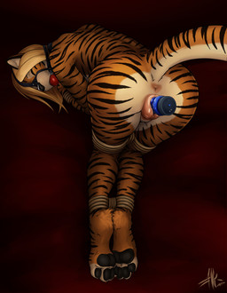 anthro anus ball_gag bdsm black_nose black_pawpads black_stripes blonde_hair blue_vibrator bodily_fluids colored_nails eyes_closed feline_ears female fur gag genital_fluids genitals hair nails orange_body orange_fur pawpads paws penetration pink_anus plump_labia pumped_pussy raised_tail red_ball_gag red_nails rope sex_toy sex_toy_in_vagina sex_toy_insertion stripes tail vaginal vaginal_fluids vaginal_penetration vibrator vibrator_in_vagina vibrator_insertion vulva statik rena_(statik) felid mammal pantherine tiger 2026 hi_res