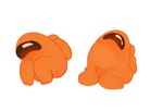 anthro aroused embarrassed genitals male orange_body orange_penis penis pose rick_dick among_us innersloth hi_res pinup