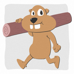 ambiguous_gender anthro black_nose border brown_body buckteeth grey_background holding_log simple_background solo tailless teeth walking white_border gerkinman hundreds_of_beavers beaver mammal rodent 1:1 2025 digital_drawing_(artwork) digital_media_(artwork) full-length_portrait lineless portrait