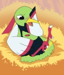 ambiguous_gender avian_feet beak blush feathers feet feral nest solo tail tail_feathers talons toes afterglow_ampharos nintendo pokemon avian generation_2_pokemon pokemon_(species) xatu