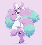 ambiguous_gender anthro biped black_sclera butt fusion looking_back pink_background pokemon_fusion rear_view simple_background solo white_body white_eyes lopunana nintendo pokemon galarian_form galarian_ponyta generation_4_pokemon generation_8_pokemon lopunny pokemon_(species) regional_form_(pokemon) absurd_res hi_res