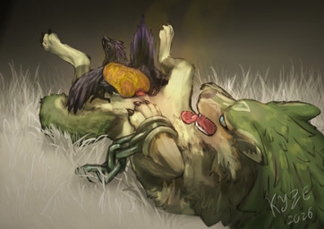 anal anal_penetration anal_tugging anatomically_correct anatomically_correct_genitalia anatomically_correct_penis animal_genitalia animal_penis anus belly_up black_body black_feathers bodily_fluids bound canine_genitalia canine_penis chain chained dominant duo feathers feral feral_on_feral feral_penetrated feral_penetrating feral_penetrating_feral fur genital_fluids genitals grass grass_field green_body green_fur internal knot knot_root knotted_penis knotting larger_dom looking_back looking_pleasured lying male male/male on_back on_bottom on_top open_mouth orifice_tugging paws peeing peeing_inside penetration penis plant purple_body purple_feathers raised_leg raised_tail reverse_cowgirl_position sex simple_background size_difference smaller_penetrated tail tongue tongue_out urine urine_in_ass urine_in_cloaca urine_stream watersports x-ray_view el_kyze nintendo the_legend_of_zelda arkid_(plaguepilot) link_(wolf_form) avian bird canid canine canis corvid corvus_(genus) mammal oscine passerine raven wolf hi_res