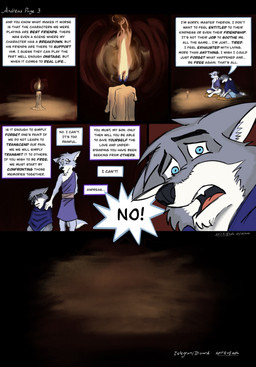 4_fingers 4_toes age_difference anthro black_nose blue_body blue_eyes blue_fur candle cloak clothed clothed_anthro clothed_male clothing dialogue duo fangs feet fingers fur grey_body grey_fur hindpaw humanoid_hands male multicolored_body multicolored_fur paws shirt speech_bubble tail teeth temple text toes tongue topwear trauma traumatized tunic two_tone_body two_tone_fur white_body white_fur spiritofash andreas_(spiritofash) therion_(spiritofash) canid canine canis mammal wolf comic english_text hi_res unavailable_at_source