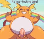 angry balls countershade_torso countershading electricity feral fur genitals looking_at_viewer looking_down looking_down_at_viewer male male_feral orange_body orange_fur penis rainbow solo tapering_penis text mincheeto nintendo pokemon generation_1_pokemon pokemon_(species) raichu english_text hi_res