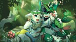2_horns 4_fingers anthro biped blue_eyes chest_tuft claws cuddling day dragon_horn dragon_tail duo eye_contact fangs fingers fish_tail forest forest_background fur grass green_body green_fur horn hug hugging_another kemono leaf light light_beam long_tail looking_at_another male multicolored_body multicolored_fur nature nature_background neck_tuft olive_branch on_grass open_mouth open_smile outside pawpads paws plant sitting sitting_on_grass smile sunbeam sunlight tail teeth tree tuft white_body white_fur hlg7777 mythology lotush dragon fish furred_dragon furred_fish furred_scalie marine mythological_creature mythological_scalie scalie 2025 digital_drawing_(artwork) digital_media_(artwork) shaded wallpaper