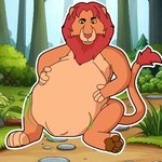 abdominal_bulge anthro belly liamvore male pawpads paws solo vore vore_tether liam_98 disney the_lion_king simba_(the_lion_king) felid human humanoid lion mammal pantherine 1:1 absurd_res hi_res