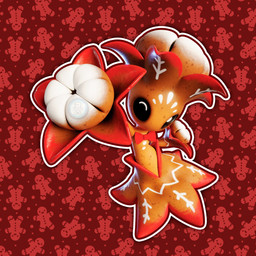 alternate_form ambiguous_gender anthro black_sclera bow_tie cookie fist flower_hands flower_head food gingerbread_cookie holidays looking_at_viewer mouthless one_eye_closed pattern_background plant raised_fist raised_hand simple_background solo white_eyes wink winking_at_viewer mrlarions christmas venomica_(mrlarions) elemental_creature flora_fauna living_cookie 1:1 3d_(artwork) digital_media_(artwork) hi_res female_(lore)