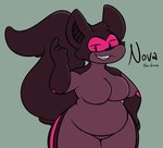 anthro big_tail breasts drone female grin grinning_at_viewer label machine overweight pink_eyes pink_light raised_tail smile solo tail text thick_thighs conditional_dnp verdantphysician nova_(shitpostingstag) canid canine fox mammal robot robot_anthro