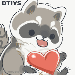 black_eyes black_nose chibi dot_eyes feral grey_body heart_symbol navel simple_eyes sitting solo tongue tongue_out white_body x_navel yencatx mammal procyonid raccoon 1:1 2022