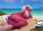 anthro areola beach big_breasts biped breasts butt female genitals hair holding_breast looking_at_viewer nipples nude pussy red_areola red_nipples veliren_rey nintendo pokemon blaziken generation_3_pokemon pokemon_(species) 2024 absurd_res hi_res