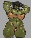 big_breasts bikini breasts clothing curvy_figure female huge_breasts muscular muscular_arms muscular_female muscular_thighs not_furry pose simple_background solo swimwear two-piece_swimsuit voluptuous tod0231 humanoid orc 2023 digital_media_(artwork) hi_res pinup