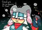 anthro blush dialogue female good_girl solo text weirdkoaladream sega sonic_the_hedgehog_(series) carrotia_the_rabbit_(archie_sonic) lagomorph leporid mammal rabbit 2022 english_text hi_res