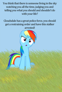 equine female friendship_is_magic grass horse looking_at_viewer mammal my_little_pony pegasus pony rainbow_dash_(mlp) religion sitting solo text unknown_artist wings
Rating: Safe
Score: 11
User: ktkr
Date: July 10, 2014 equine female friendship_is_magic grass horse looking_at_viewer mammal my_little_pony pegasus pony rainbow_dash_(mlp) religion sitting solo text unknown_artist wings
Rating: Safe
Score: 11
User: ktkr
Date: July 10, 2014