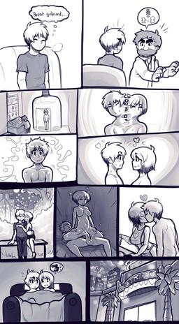 balls breasts clone clothed clothing duo erection female fully_clothed genitals heart_symbol human_only kissing male male/female mitosis not_furry nude penis selfcest sex square_crossover strip_club vulva modeseven human mammal comic hi_res incest_(lore)