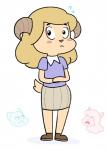 anthro blonde_hair bodily_fluids bottomwear clothing female fur group hair mature_anthro mature_female nervous pose skirt standing sweat belisssyma cartoon_network miracle_star the_amazing_world_of_gumball chi_chi's_mom chun-ni nicole_watterson bovid caprine goat mammal 2017 digital_media_(artwork) hi_res