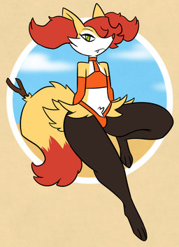 anthro beach beach_background bent_leg biped black_body black_fur bulge clothed clothed_anthro clothed_male clothing cloud crop_top digitigrade feet femboy frown fur green_eyes hands_behind_back looking_at_viewer looking_down male multicolored_body multicolored_fur orange_clothing orange_crop_top orange_shirt orange_topwear orange_underwear red_body red_fur sand shirt skimpy sky solo stick thick_thighs toes topwear underwear white_body white_fur wide_hips yellow_body yellow_fur nerdyreindeer nintendo pokemon braixen generation_6_pokemon pokemon_(species) 2025 hi_res