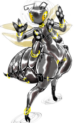 4_arms antennae_(anatomy) anthro bikini clothing female fishnet_clothing glistening glistening_body jewelry micro_bikini multi_arm multi_limb pose solo string_bikini swimwear thigh_pouch two-piece_swimsuit goatboydraws arthropod hi_res