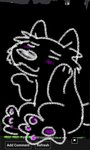 ambiguous_gender blush chalkboard collar feet fur hindpaw information_board male paws scribbles shy smile solo text white_body white_fur white_line_art <vampirefuuucker> scribbles_(character) whitewolf canid canine canis mammal wolf colored_line_art english_text