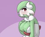 6:5 bashful_gardevoir_(limebreaker) blush breasts fan_character featureless_breasts female gardevoir generation_3_pokemon hair hi_res limebreaker looking_at_viewer makeup mascara nintendo not_furry pokemon pokemon_(species) side_boob simple_background solo