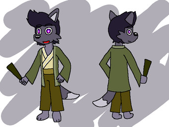 5_fingers anthro asian_clothing clothing costume east_asian_clothing fingers fur grey_body grey_fur japanese_clothing male solo tail bali0004 phursie canid canine fox grey_fox humanoid mammal urocyon 4:3