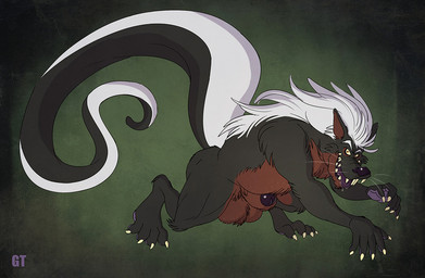 animal_genitalia anthro balls big_balls big_tail bodily_fluids drooling eyebrows fangs genitals incisors long_tail looking_at_viewer male mane overweight overweight_male penis penis_tip saliva sheath solo tail teeth thick_eyebrows tongue tongue_out gtskunkrat mythology gtskunkrat_(character) canid canine hybrid mammal mephitid murid murine mythological_canine mythological_creature rat rodent skunk werecanid werecanine werecreature werewolf
