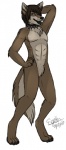 anthro black_eyes brown_hair collar fluffy fluffy_tail hair male naturally_censored pose simple_background solo spiked_collar spikes tail tongue white_background batcountry synthetic_smile lestat canid canine canis domestic_dog mammal 2010