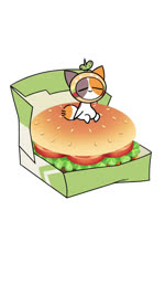 anthro beef box bread brown_ears brown_face burger burger_box burger_bun clothed clothing container costume dipstick_tail female feral food food_costume fruit giant_food lettuce markings meat mottled orange_ears orange_face pickle_(food) piebald plant simple_background sitting_on_food slightly_chubby smile solo tail tail_markings text tomato vegetable white_background white_body kyrakupetsky chikn_nuggit cheezborger_(chikn_nuggit) calico_cat domestic_cat felid feline felis mammal 9:16 animated digital_media_(artwork) english_text high_framerate short_playtime sound voice_acted webm