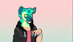 adolescent anthro black_nose for_a_head fur green_body green_eyes green_fur human_to_anthro jumper male sneeze snout solo species_transformation transformation young kipkune animal_head human humanoid hyena mammal spotted_hyena were werehyena 2020 animated no_sound short_playtime webm