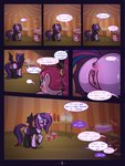 3:4 anus butt comic container cup dialogue duo english_text equid female feral friendship_is_magic genitals hasbro hi_res magic mammal my_little_pony pinkie_pie_(mlp) pussy syoee_b telekinesis text twilight_sparkle_(mlp)