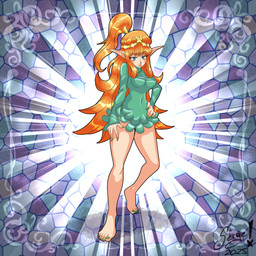 5_fingers 5_toes bangs barefoot blue_eyes blue_pupils breasts circlet clothed clothed_female clothed_humanoid clothing colored_nails dress eyelashes feet female female_humanoid fingernails fingers gold_hair_ring green_clothing green_dress green_fingernails green_nails green_toenails hair hand_on_hip hand_on_leg hand_on_own_hip hand_on_own_leg hand_on_own_thigh hand_on_thigh humanoid_pointy_ears light lips long_ears long_hair looking_at_viewer medium_breasts nails not_furry orange_hair pointy_ears ponytail pose pupils solo stained_glass tan_body tan_lips tan_skin toenails toes year serge-nekoiichi elf_comic elf_(merrivius) elf humanoid 1:1 2025 colored dated digital_drawing_(artwork) digital_media_(artwork) english_description full-length_portrait lighting portrait shaded spanish_description