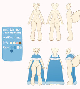 anthro female multiple_angles multiple_poses pose simple_background solo text leavee_(artist) herpestid mammal mongoose 2026 absurd_res digital_drawing_(artwork) digital_media_(artwork) full-length_portrait hi_res model_sheet portrait