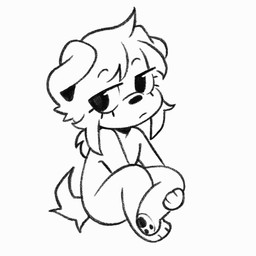 anthro black_eyes entwined_legs eyelashes female floppy hair holding_knee holding_leg pawpads ponytail simple_background sitting solo solo_focus tail tail_motion tailwag white_background white_body bearsockz bearsockz_(character) canid canine canis domestic_dog mammal 2026 2d_animation animated hi_res