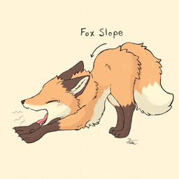 ambiguous_gender ass_up black_nose blush bodily_fluids breath brown_body brown_fur claws countershading dipstick_tail eyes_closed fangs feet feral fluffy fur gloves_(marking) leg_markings markings multicolored_body multicolored_fur multicolored_tail open_mouth orange_body orange_fur pink_tongue quadruped side_view simple_background socks_(marking) solo stretching tail tail_markings tears teeth text toes tongue tuft white_body white_fur fusau canid canine fox mammal red_fox true_fox 1:1 2026 english_text hi_res signature