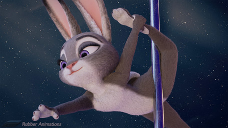 3_toes anthro breasts dancing feet female flat_chested fur nude pole pole_dancing pose solo text toes rubber_(artist) disney zootopia judy_hopps lagomorph leporid mammal rabbit 16:9 3d_(artwork) digital_media_(artwork) english_text hi_res widescreen